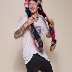 SpiritHoods LLC Rainbow Leopard Collector Edition Faux Fur Hood | Men's