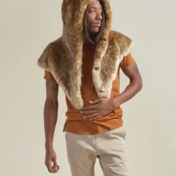 SpiritHoods LLC African Golden Cat Luxe Faux Fur Collector Edition Shawl | Men's