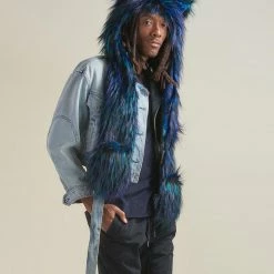SpiritHoods LLC DAY TIME STYLE Artist Edition Lora Zombie Galaxy Cat Faux Fur Hood | Men's