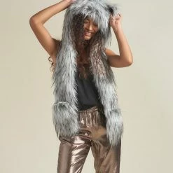 SpiritHoods LLC DAY TIME STYLE Glitter Moon Wolf Collector Edition Faux Fur Hood | Women's