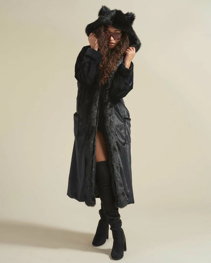 SpiritHoods LLC Black Panther Classic Faux Fur Style Robe | Women's NEW 4 SpiritHoods LLC Black Panther Classic Faux Fur Style Robe | Women's NEW