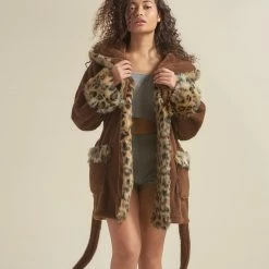 SpiritHoods LLC Leopard Classic Short Faux Fur Robe | Women's NEW