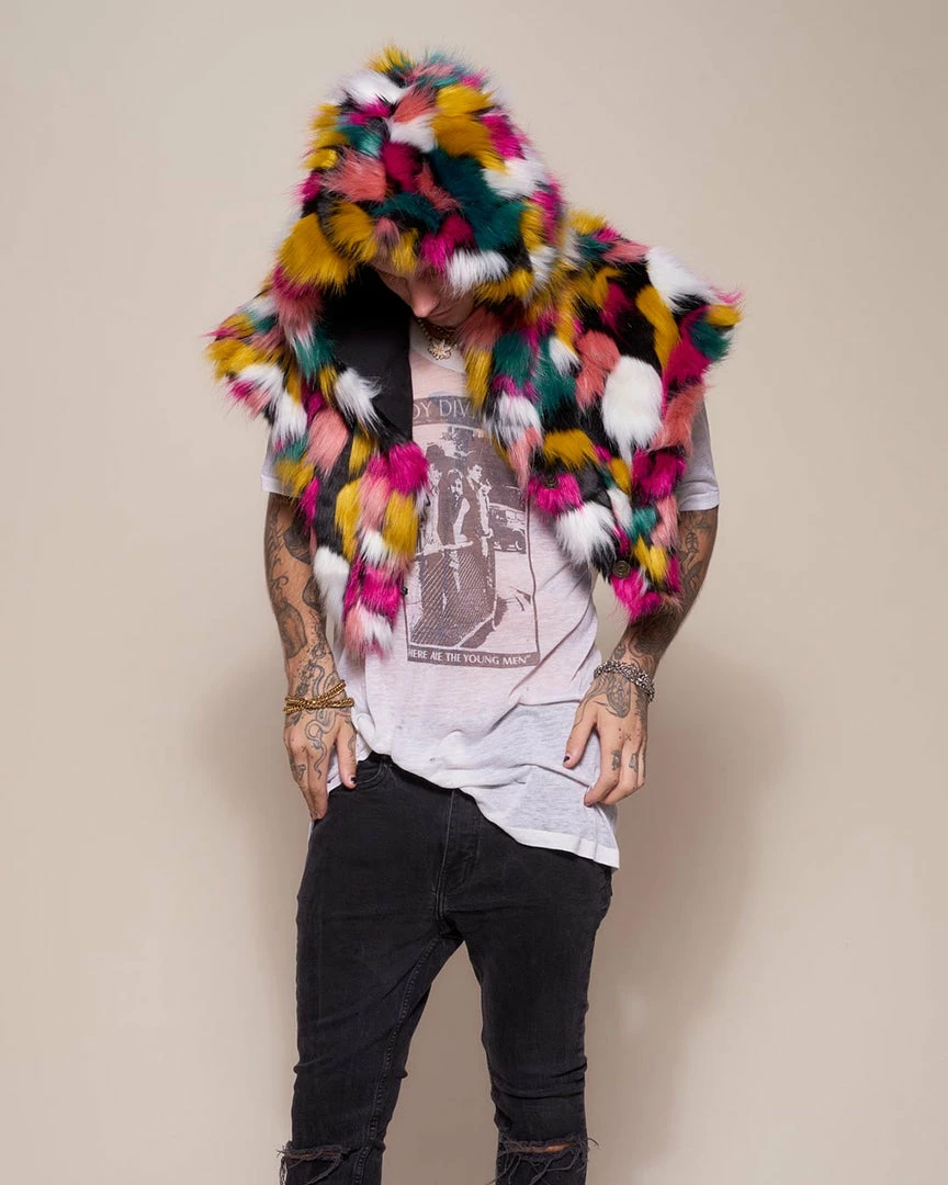 SpiritHoods LLC COLORFUL PARTY ANIMALS Rainbow Butterfly Hooded Faux Fur Shawl | Men's 2 SpiritHoods LLC COLORFUL PARTY ANIMALS Rainbow Butterfly Hooded Faux Fur Shawl | Men's