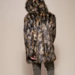 SpiritHoods LLC NIGHT TIME STYLE Brindle Wolf Hooded Faux Fur Coat | Men's 13 SpiritHoods LLC NIGHT TIME STYLE Brindle Wolf Hooded Faux Fur Coat | Men's