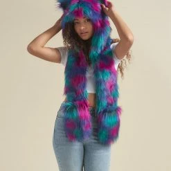 SpiritHoods LLC NEW Northern Lights Calico Leopard CE Faux Fur Hood | Women's