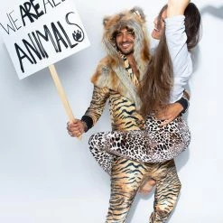 SpiritHoods LLC Liger Velvet Classic Faux Fur Animal Onesie | Men's COLORFUL PARTY ANIMALS