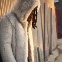 SpiritHoods LLC Arctic Wolf Luxe Classic Faux Fur Coat | Men's NIGHT TIME STYLE