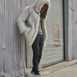 SpiritHoods LLC Arctic Wolf Luxe Classic Faux Fur Coat | Men's NIGHT TIME STYLE