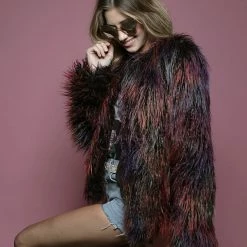 SpiritHoods LLC Midnight Alpaca Faux Fur Bomber Jacket | Women's BACK-IN-STOCK