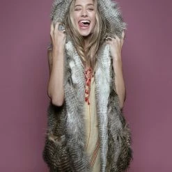 SpiritHoods LLC Alaskan Hawk Hooded Faux Fur Vest | Women's DAY TIME STYLE