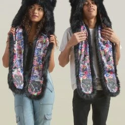 SpiritHoods LLC *Almost Purfect* Graffiti Wolf Luxe Faux Fur Hood