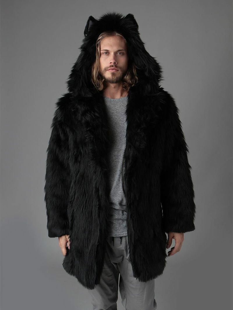SpiritHoods LLC Black Wolf Classic Faux Fur Coat | Men's FESTIVAL 8 SpiritHoods LLC Black Wolf Classic Faux Fur Coat | Men's FESTIVAL