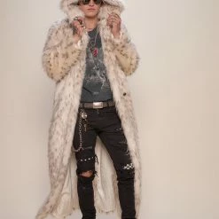SpiritHoods LLC Baby Snow Leopard Classic Long Faux Fur Coat | Men's