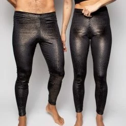SpiritHoods LLC Snakeskin Black Velvet Leggings | Men's