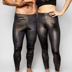 SpiritHoods LLC Snakeskin Black Velvet Leggings | Men's