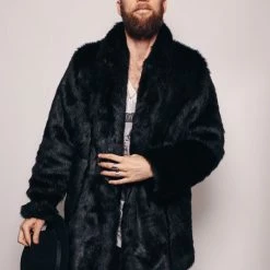 SpiritHoods LLC FESTIVAL Black Panther Collared Faux Fur Coat | Men's