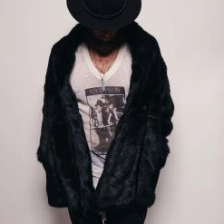 SpiritHoods LLC FESTIVAL Black Panther Collared Faux Fur Coat | Men's