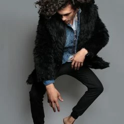 SpiritHoods LLC Black Wolf Classic Faux Fur Coat | Men's FESTIVAL 10 SpiritHoods LLC Black Wolf Classic Faux Fur Coat | Men's FESTIVAL