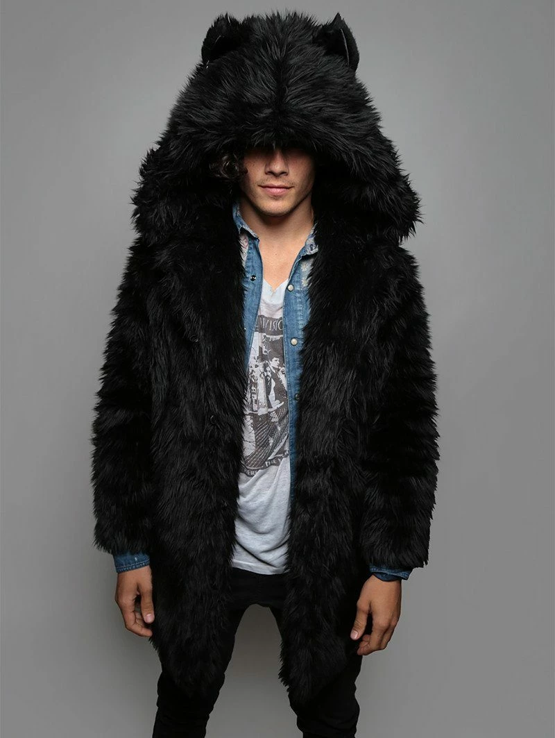 SpiritHoods LLC Black Wolf Classic Faux Fur Coat | Men's FESTIVAL 7 SpiritHoods LLC Black Wolf Classic Faux Fur Coat | Men's FESTIVAL