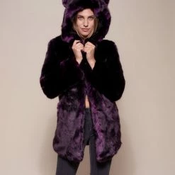SpiritHoods LLC Midnight Wolf Luxe Classic Faux Fur Coat | Women's