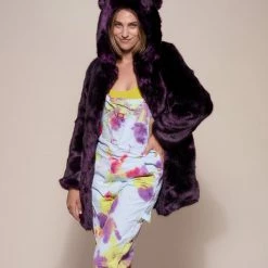 SpiritHoods LLC Midnight Wolf Luxe Classic Faux Fur Coat | Women's