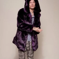 SpiritHoods LLC Midnight Wolf Luxe Classic Faux Fur Coat | Men's PREMIUM DESIGNS