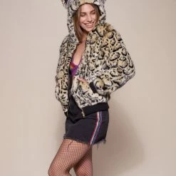 SpiritHoods LLC Ocelot Luxe Classic Faux Fur Bomber Jacket | Women's