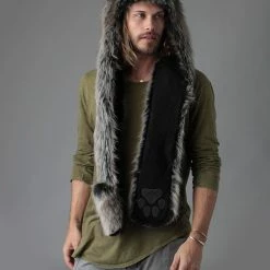 SpiritHoods LLC Grey Wolf Faux Fur Hood | Men's