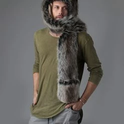 SpiritHoods LLC Grey Wolf Faux Fur Hood | Men's