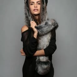 SpiritHoods LLC Grey Wolf Faux Fur Hood | Women's FESTIVAL