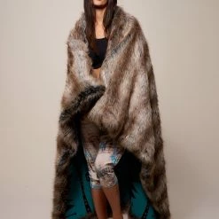 SpiritHoods LLC Grey Wolf Faux Fur Throw CUDDLE TIME