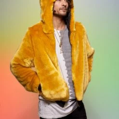 SpiritHoods LLC COLORFUL PARTY ANIMALS Golden Wolf Luxe Classic Bomber Jacket | Men's