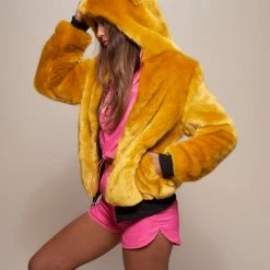 SpiritHoods LLC Golden Wolf Luxe Classic Bomber Jacket | Women's