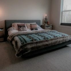 SpiritHoods LLC CUDDLE TIME Grey Wolf Faux Fur Large Blanket