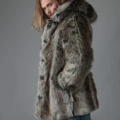 SpiritHoods LLC FESTIVAL Grey Wolf Hooded Faux Fur Coat | Men's 14 SpiritHoods LLC FESTIVAL Grey Wolf Hooded Faux Fur Coat | Men's