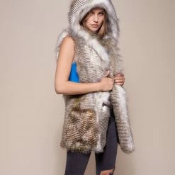 SpiritHoods LLC Alaskan Hawk Hooded Faux Fur Vest | Women's DAY TIME STYLE