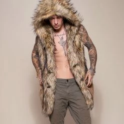 SpiritHoods LLC Golden Jackal Faux Fur Vest | Men's DAY TIME STYLE