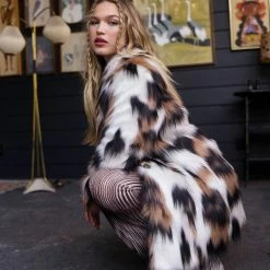 SpiritHoods LLC WOMENS Manx Cat Collared Faux Fur Coat | Women's