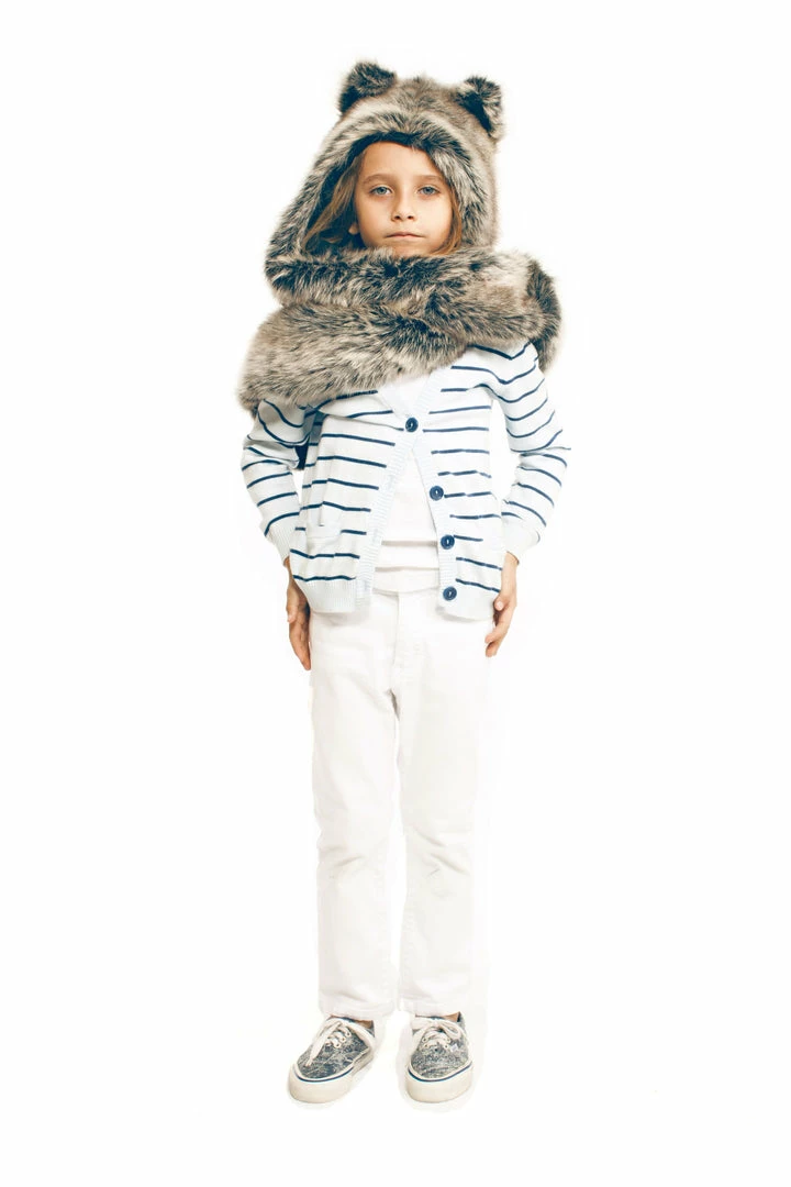 SpiritHoods LLC Kids Grey Wolf Faux Fur SpiritHood 5 SpiritHoods LLC Kids Grey Wolf Faux Fur SpiritHood