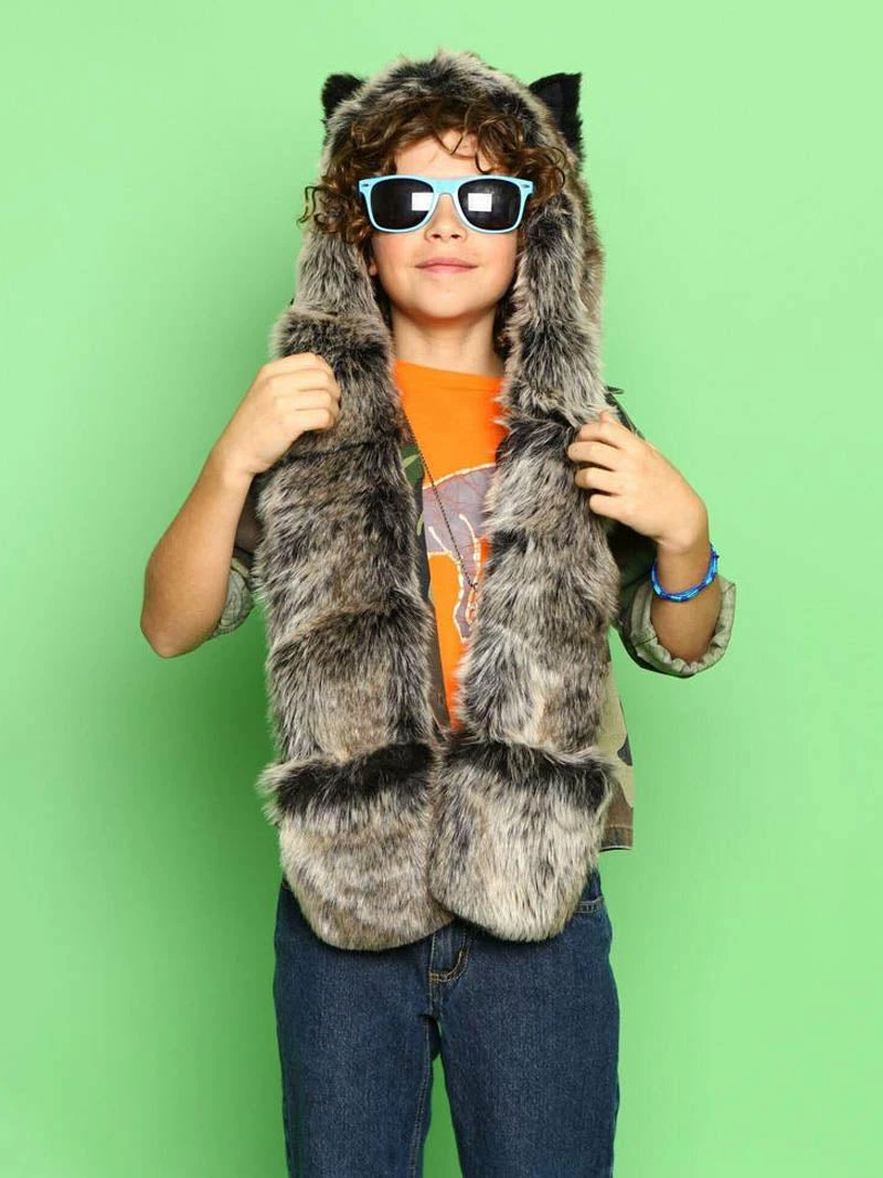 SpiritHoods LLC Kids Grey Wolf Faux Fur SpiritHood 2 SpiritHoods LLC Kids Grey Wolf Faux Fur SpiritHood