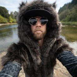 SpiritHoods LLC FESTIVAL Black Panther Velvet Classic Faux Fur Animal Onesie | Men's