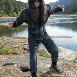 SpiritHoods LLC FESTIVAL Black Panther Velvet Classic Faux Fur Animal Onesie | Men's