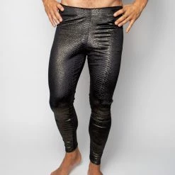 SpiritHoods LLC Snakeskin Black Velvet Leggings | Men's