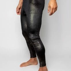SpiritHoods LLC Snakeskin Black Velvet Leggings | Men's