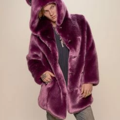 SpiritHoods LLC COLORFUL PARTY ANIMALS Lavender Wolf Luxe Classic Faux Fur Coat | Men's
