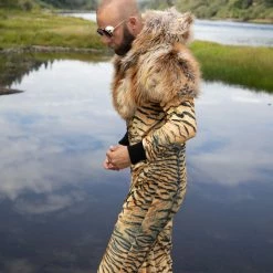 SpiritHoods LLC Liger Velvet Classic Faux Fur Animal Onesie | Men's COLORFUL PARTY ANIMALS