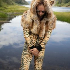 SpiritHoods LLC Liger Velvet Classic Faux Fur Animal Onesie | Men's COLORFUL PARTY ANIMALS