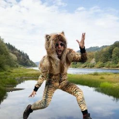 SpiritHoods LLC Liger Velvet Classic Faux Fur Animal Onesie | Men's COLORFUL PARTY ANIMALS