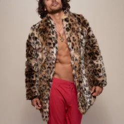 SpiritHoods LLC Leopard Collared Faux Fur Coat | Men's NIGHT TIME STYLE