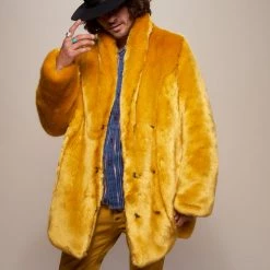 SpiritHoods LLC Golden Wolf Luxe Collared Faux Fur Coat | Men's COLORFUL PARTY ANIMALS